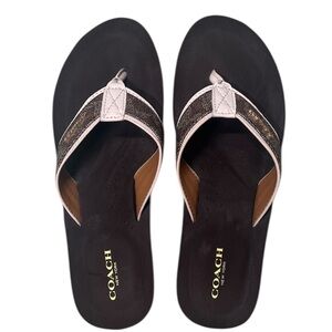 Coach Jolene Women's Flip Flop Brown and Tan Sandals Wedges Size 7.5